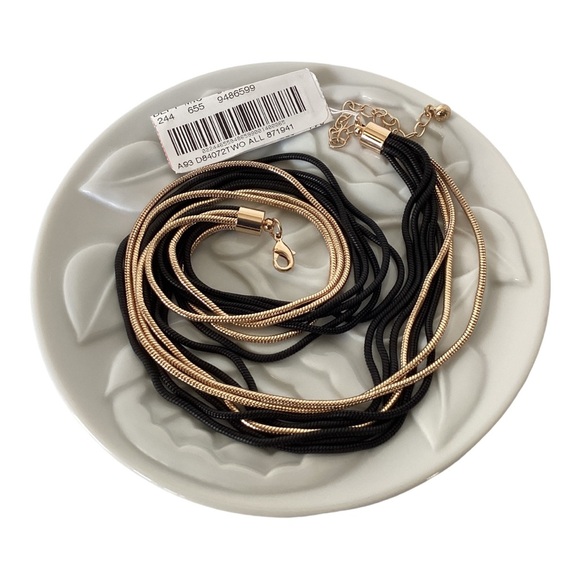 Anna & Ava Multi Layered Black And Gold Round Snake Chain Necklace - Picture 7 of 11